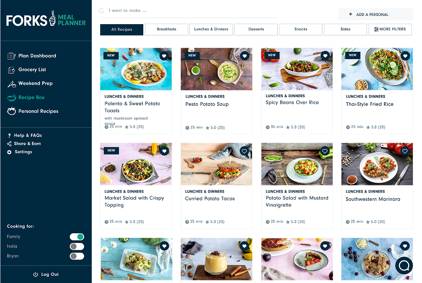 FOK Meal Planner ideation concepts